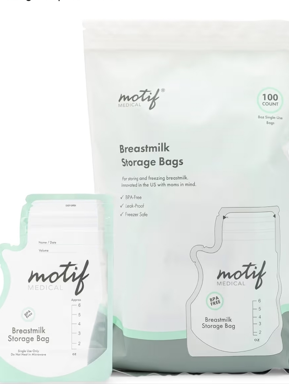 Motif Medical Breastmilk Storage Bags - Mint